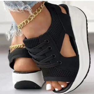 [Free Shipping] Plus-Size Summer WomenS Sandals With A Platform Sole Open-Toe Design And Straps Suitable For The Beach Size 43