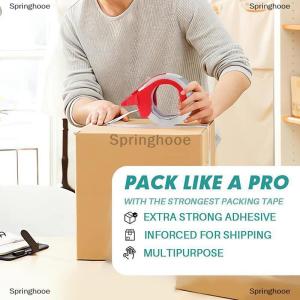 [COD] Springhooe 1 Set Transparent Tape Cutter Heavy Duty Packaging Tape With Dispenser For Shipping Clear Packing And Moving Supplies
