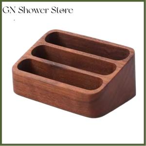 [GN Store] 1pcs Wood Desktop Business Card Display Stand Memo Holder Storage Box Wood Card Organizer For Office