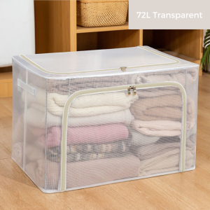 HOMEKING | 72L/100L Large Storage Box Foldable Oxford Box Steel Frame Detachable Storage Box clothes organization