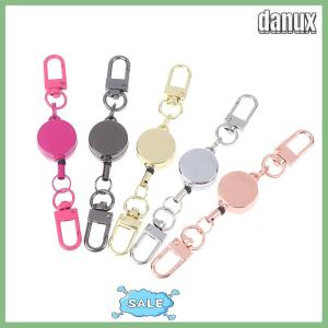 danux 21MM Anti-theft Metal Easy-to-pull Buckle Rope Retractable Key Holder Elastic Keychain Sporty Retractable Key Ring Nurse Parts