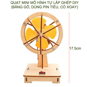 Quạt điện mini bằng gỗ mô hình tự lắp ghép DIY loại có thể quay
