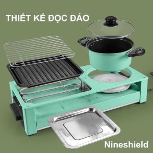 Bếp lẩu nướng đa năng 2in1 Nineshield tiện lợi cho gia đình nhỏ