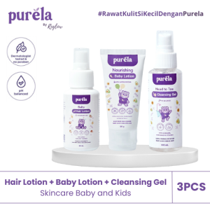 PURELA Hair Lotion + Baby Lotion + Cleansing Gel Perawatan Baby & Kids Krim Pelembab Ori