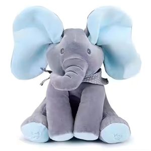 Peekaboo Elephant Hide-and-Seek Music Cover EyesSinging Elephant with Ears Moving Baby Doll Baby Gift so Cute