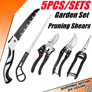 5PCS Pruning Shears Set Heavy Duty Shears，Chicken Tail Folding Saw floral scissors set