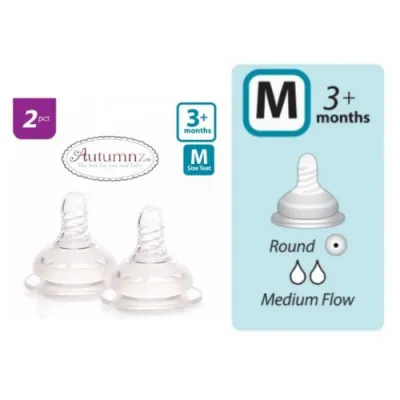 Autumnz - Soft Silicone Teat *2pcs* (Round Hole) BUY 3 FREE 1 Nipple Brush Worth RM 5.90