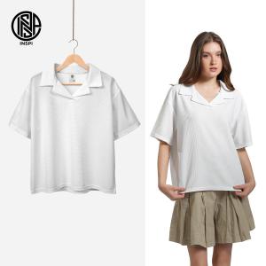 INSPI Waffle Polo Shirt for Men and Women Breathable Buttonless Boxy Korean Style Tops Collection Plain Casual Wear Polos