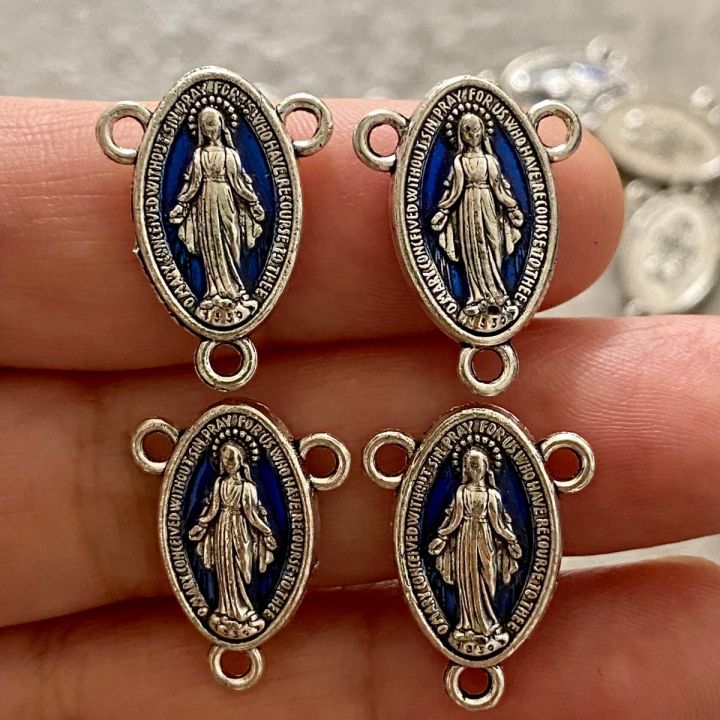 Virgin Mary Rosary Connectors 20pcs 3-Hole Catholic DIY