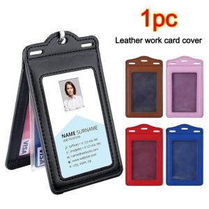 NOBLELUX PU Leather ID Card Holder Tri-fold with Card Slots Card Holder Transparent Badge Holder for ID Name Card Business Name Tag Student ID Card