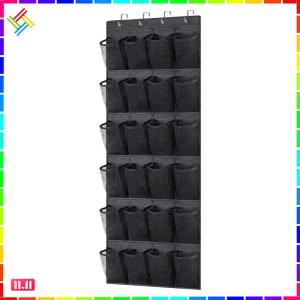 24 Pockets Wall Storage Bag Nonwoven Hanging Shoe Organiser Rack Behind Doors Clear View Pocket with 4 Metal Hooks