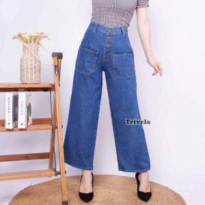 TRIVELA - CELANA KULOT KANCING / CELANA KULOT POCKET / CELANA KULOT JEANS WANITA / NIKITA