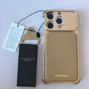 OATSBASF Metal Shockproof Mobile Phone Case Leather Back Panel Smooth Texture for IPhone 18Pro Max/17Pro Max/17 Pro/16 Pro Max/