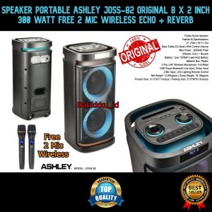 [ORIGINAL] Speaker Aktif Portable ASHLEY JOSS 82 JOSS82 Original 8 x 2 Inch Free 2 Mic Wirelesss