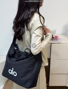 ALO Large Capacity Nylon Tote Bag Women Double Strap Casual Shoulder Handbag For Work Gym Shopping