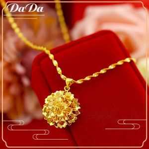 สร้อยคอทองคำแท้ 24k จี้ดอกไม้ขนาดใหญ่ผู้หญิง Amulet Necklace