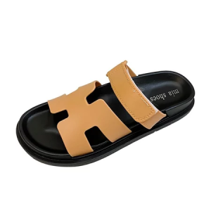 New Womens Casual Flat H-Strap Non-Slip Rubber Sandals