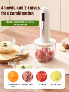 Wireless electric meat grinder Mini kitchen cooking machine 6-second quick chopping Multi-functional kitchen food processor Garlic mincer