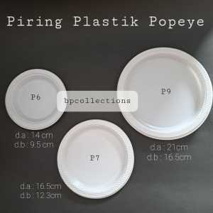 1 PAK PIRING PLASTIK 9 UKURAN SEDANG P9 POPEYE PUTIH SUSU ACARA PESTA KUE SEKALI PAKAI DISPOSABLE ECER