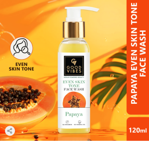 Good Vibes Papaya Brightening Face Wash 120 ml - Radiant Glowing Moisturizing Brightening Anti Ageing Pore Cleansing Formula for All Skin Types