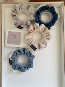 hair accessories handmade hair tie for women fashion pearl pony holder satin scrunchies for office lady