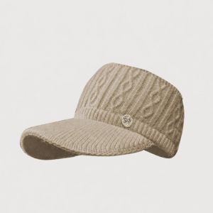 HOTOTO Padded Warm Duck Tongue Cap Plush Lining Empty Top Baseball Hat Fashionable Woolen Fabric Visor Cap Autumn and Winter