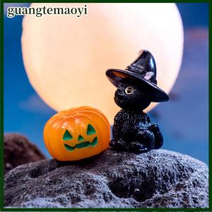 guangtemaoyi Mini Halloween Ornament Cartoon Witch Ghost Pumpkin Figurine Micro Landscape Dollhouse Model Car Interior Desktop Decoration