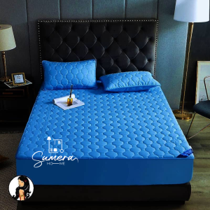 Hilton Queen Size Fitted Bedsheet Set | Premium Quality 100% Cotton Quilted Bedding Set | Elegant Embossed Patchwork Design