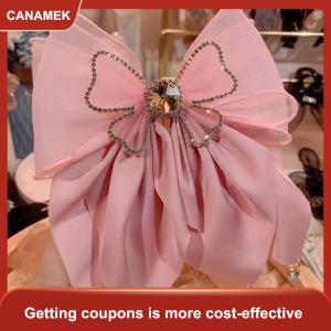 【CANAMEK】 Hàn Quốc Phong Cách Ngọt Ngào Thời Trang Cô Gái Công Chúa Tóc Clip Rhinestone Lớn Bow Kẹp Tóc Cho Phụ Nữ Mũ Nón Mùa Xuân Clip Tóc Phụ Kiện