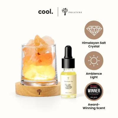 Pristine Himalayan Salt Crystal Lamp | Himalayan Tea | Ambient Aroma Diffuser | Healing Energy | Cleans Air & Emits Negative Ions | For Bedrooms Yoga