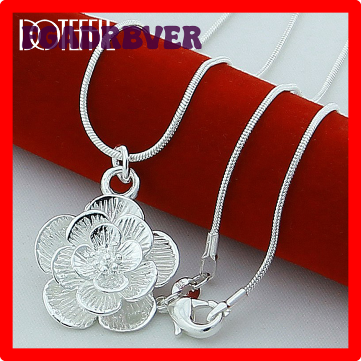 Dska Doteffil 925 Sterling Silver Rose Flower Pendant Necklace 18 20 24 Dska Doteffil 925 Sterling Silver Rose Flower Pendant Necklace 18 20 24