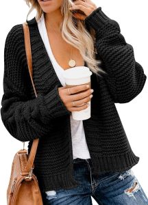 Dokotoo Womens Open Front Long Sleeve Chunky Knit Cardigan Sweaters Loose Outwear Coat