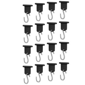 psfw Piping Strip Hooks RV Awning Hooks ABS Metal Set Black Camping Piping Rail Hook For Camping Tent S-shaped 16PCS 9T1N6