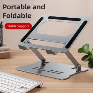 GLOBECART Foldable Tablet Stand Adjustable Metal Laptop Bracket Universal Portable Tablet Holder for 10-17 inch Laptop Tablet