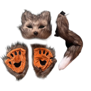 3Pcs Cats Costume Accessories Halloween Costume Cosplay Party Props Half Face Cats Mask Cats Paws Gloves Cats Tail