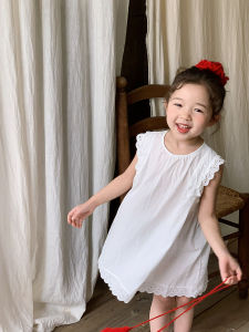 Váy cotton Thô Phom A cho bé gái mùa hè 2025 phong cách mới thời trang quần áo trẻ em váy thường ngày ngọt ngào