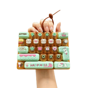 HPVDBP Cute Design Decompression Button Toy 26-Key Simulation Keyboard keyboard Pendant Animal Diary Transparent Dual-Tone Keyboard Keychain Childrens Bag