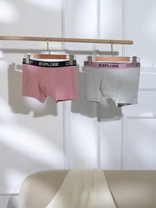 Mens Underwear Pure Cotton Class A Antibacterial Boxer Briefs Summer Breathable New Pink Four-Corner Underwear for Men