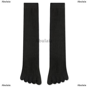 [COD] Abulaia Men Toe Socks Long Cotton Simple Business Stockings Breathable 5 Finger Socks Calf For 4 Seasons