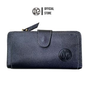 QXZ94 Dompet Wanita Kulit Sintetis Original Slot Kartu Panjang Besar Premium Lipat Polos Hitam