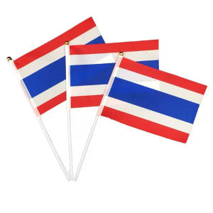 ธงชาติไทย ธงโบกมือ 21×14CM ก้านยาว 30 ซม.  ธงชาติผืนเล็ก พร้อมก้าน (1ชิ้น) พร้อมส่ง