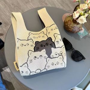 Tas Tote Wanita Bahan Anyaman Jerami Motif Lucu ToteBag Karakter tote bag rajut tebal lucu