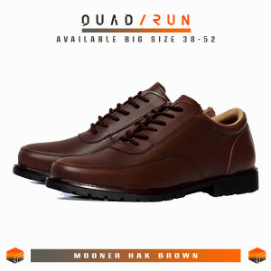 Sepatu Pormal Pria Coklat Kerja Kantor PDH Hak Kulit Mooner QUADRUN