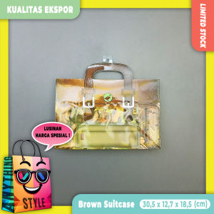 Lusinan Paper Bag / Tas Kertas Bentuk Koper Motif Lucu Tas Coklat Glitter Kualitas Ekspor untuk Pesta Ulang tahun Souvenir Kado