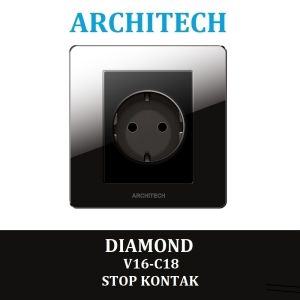 Architech Diamond V16-C18 Black Stop Kontak CP - Colokan Listrik