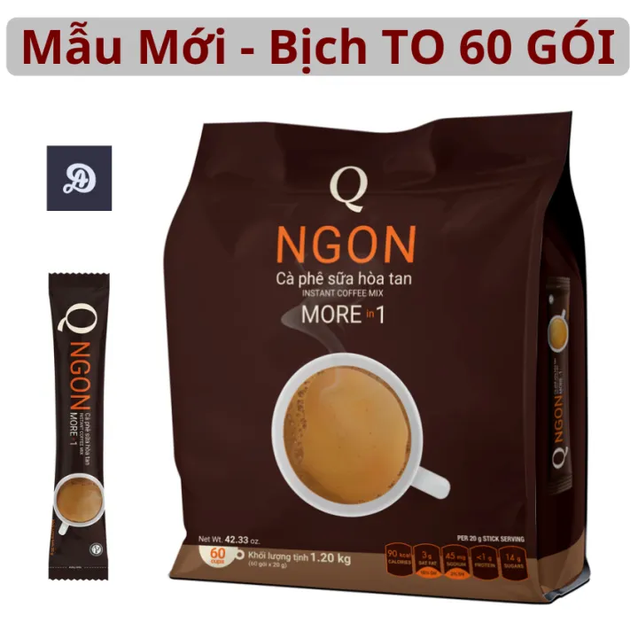Cà phê sữa Ngon Trần Quang bịch lớn 1.2Kg (60 gói dài * 20g) instant ...