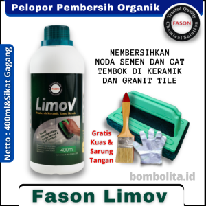 Pembersih Semen dan Cat Tembok Fason Limov 400ml Paket Sikat Gagang kuas