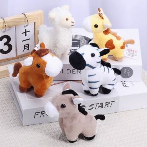 TIMIA Stuffed Animal Horse Key Ring Cartoon Animal Horses Plush Donkey Small Doll School Bags Backpack Ornaments Giraffe Pendant Birthday Christmas