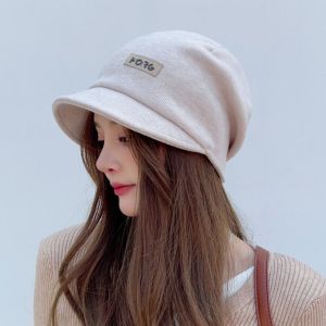 SUTONGXUE Elastic Knitted Hat Thickened Korean Style Peaked Cap Versatile Soft Woolen Hat Winter
