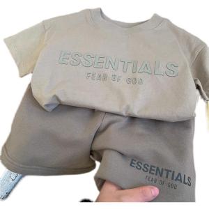 Unlimited X Pure Cotton T-shirt for Childrens Clothing Boys Girls Set Solid Color Letter Printed Summer Clothing Childrens Short Sleeves+Shorts Two-piece Set Sportswear Handsome